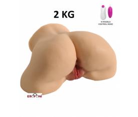 Erofoni 2 KG Süper Realistik 2 İşlevli Titreşimli Yapay Suni Vajina Anüs Kadın Kalça Mastürbatör