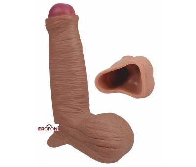 Erofoni Çift Katmanlı İçi Boş Sleeve 16 CM Ultra Süper Realistik Medikal Silikon Penis Kılıfı